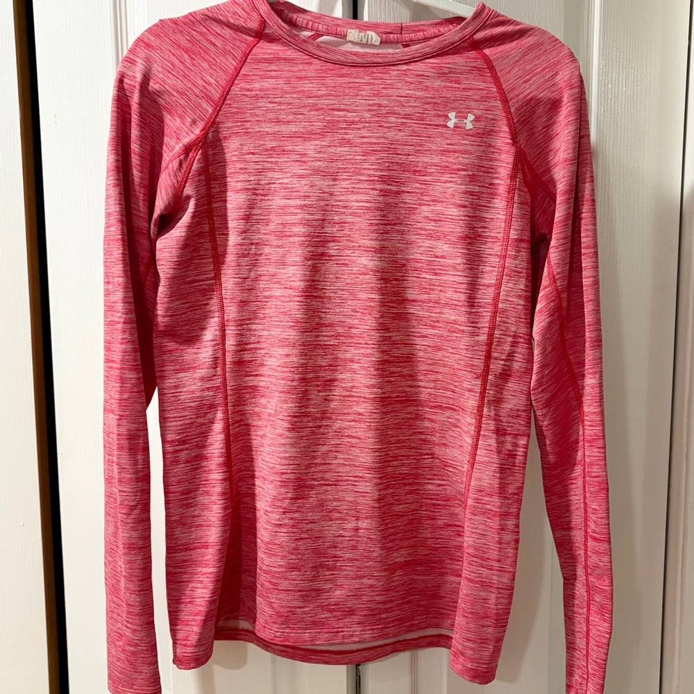 Under Armour Pink Heather Long Sleeve Performance Top with Thumb Holes